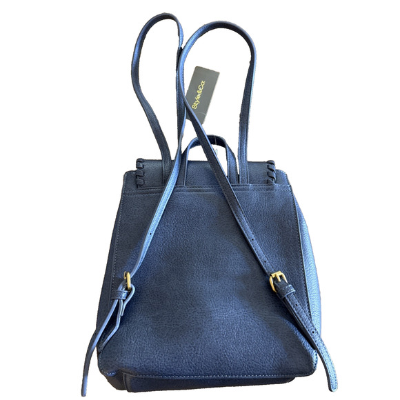 Style & Co Whip-stitch Backpack Medium Bag Faux Blue Leather main image 5